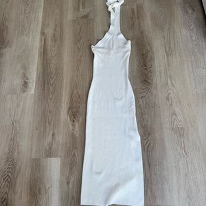 Wilfred White Knit Cayenne Halter Midi Dress Slit Soft Lenzing Ecovero Size XS
